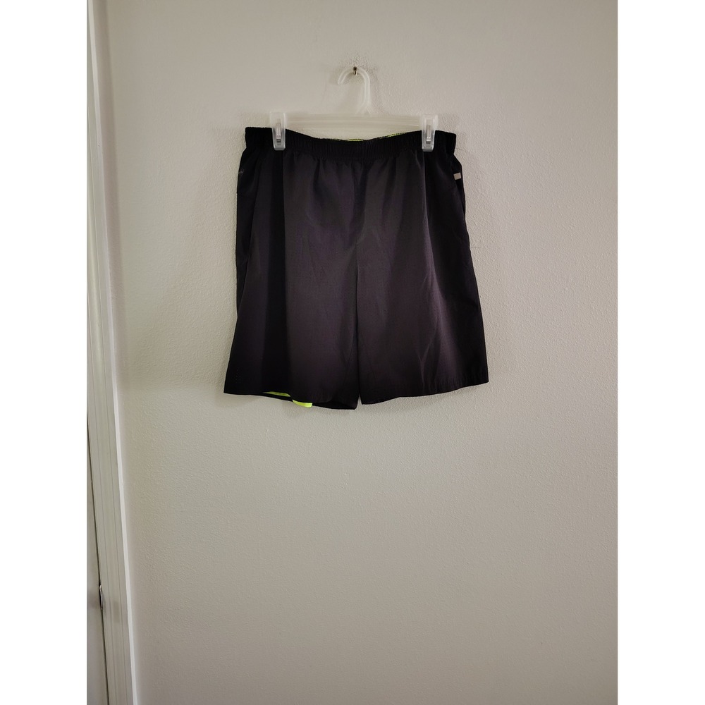 Russell Athletic Training Fit Shorts Womens Medium Black Neon Yellow Running Gym
